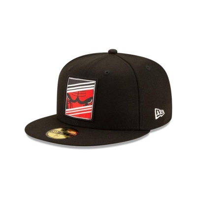 Black Chicago Bulls Hat - New Era NBA Crop 59FIFTY Fitted Caps USA5126730